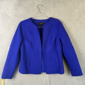 Talbots womens wool open front blue blazer M